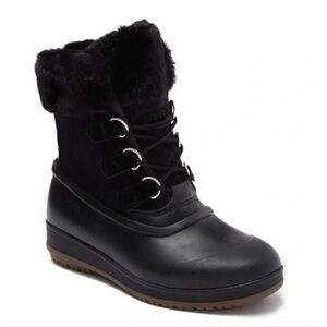 NWOB Sperry Women’s Pacifica Alpine Rain Boot Black Corduory/Faux Fur size 6